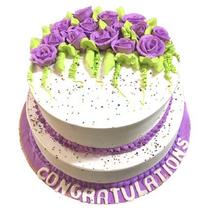 3Kg 2 Tier White and Purple Cake cake delivery Delhi