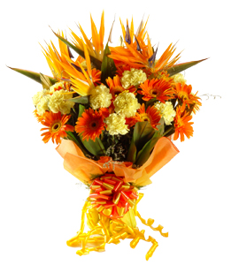 Hand tied bunch of 30 exotic mix flowers cake delivery Delhi