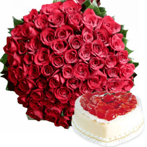 Bunch of 100 Roses and 1kg Cake cake delivery Delhi